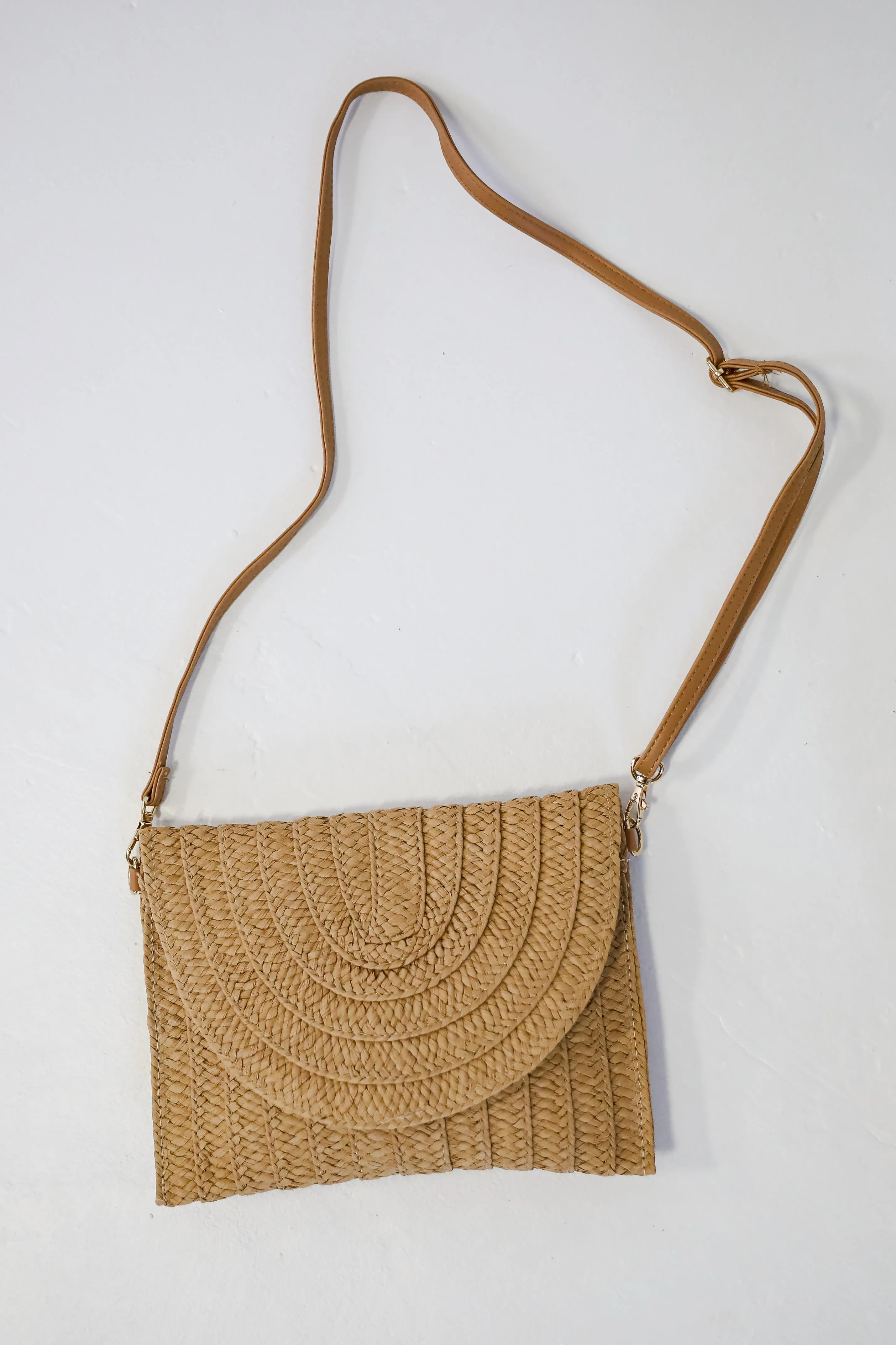 Tidal Waves Taupe Straw Clutch