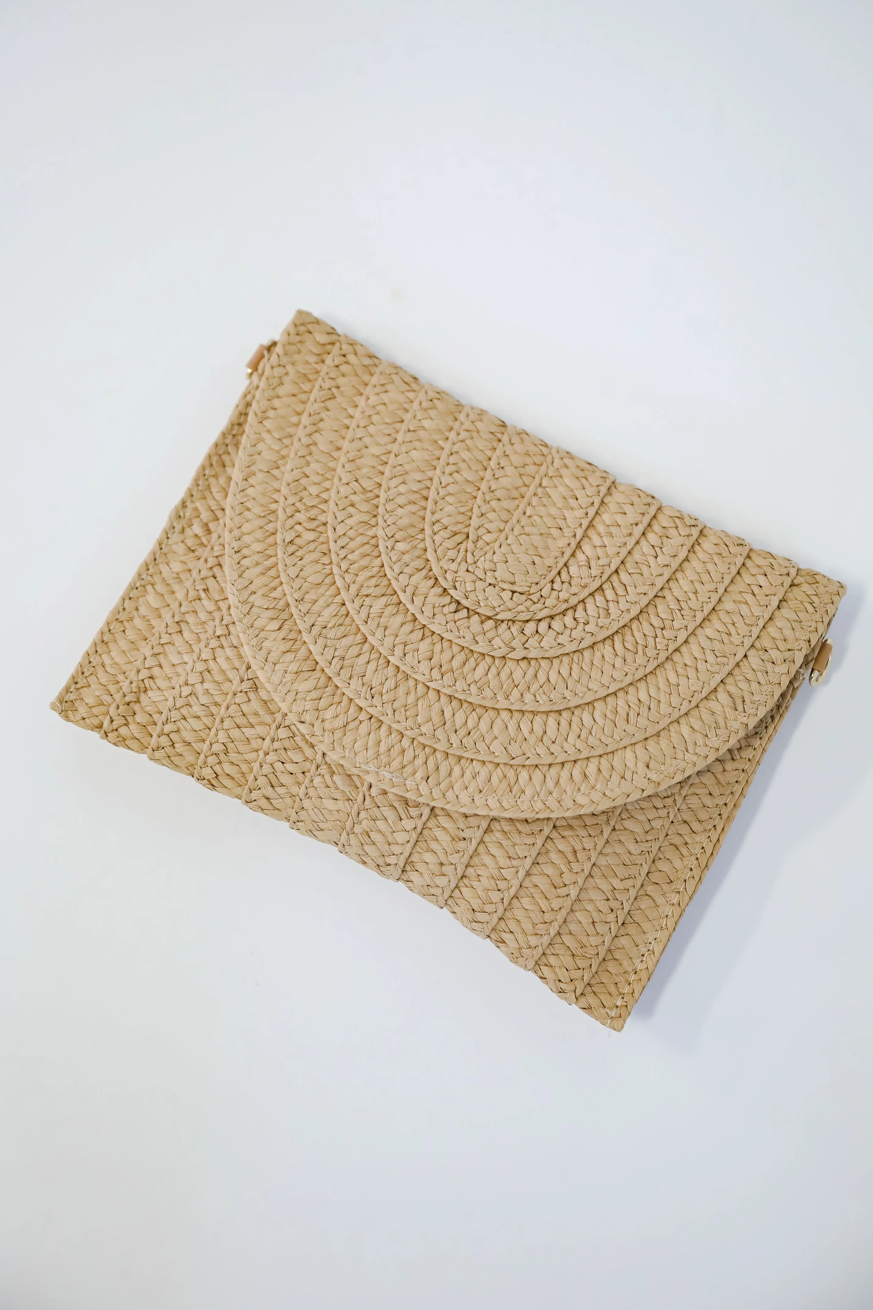 Tidal Waves Taupe Straw Clutch
