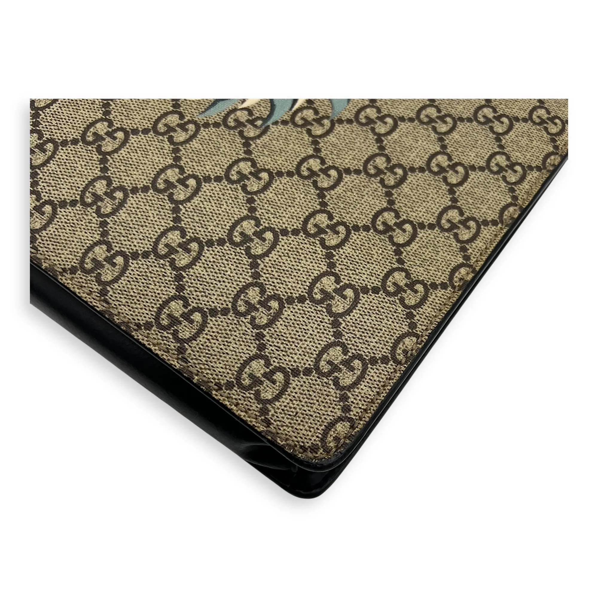 Tiger Pouch Brown in Coated Canvas, Silver hardware