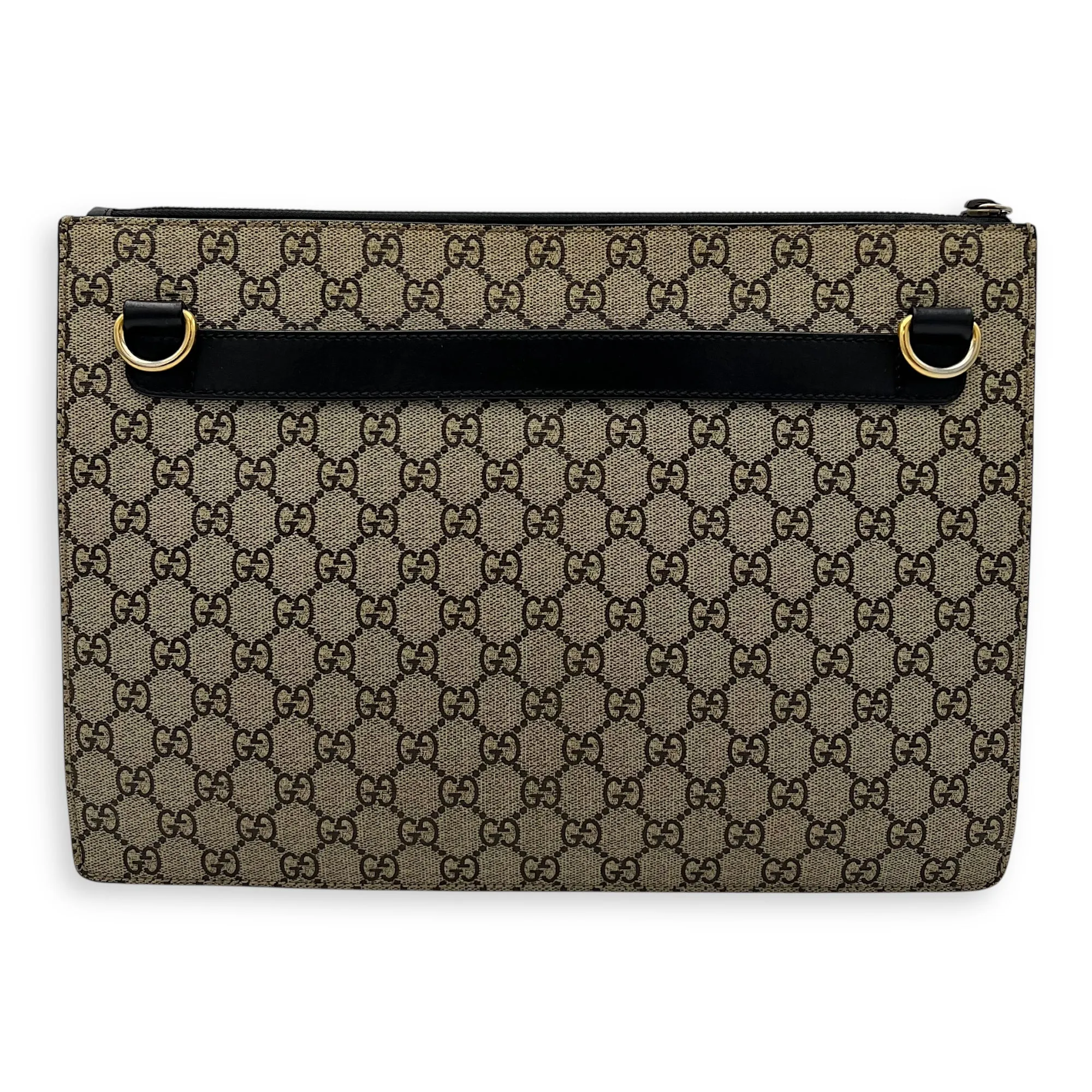 Tiger Pouch Brown in Coated Canvas, Silver hardware