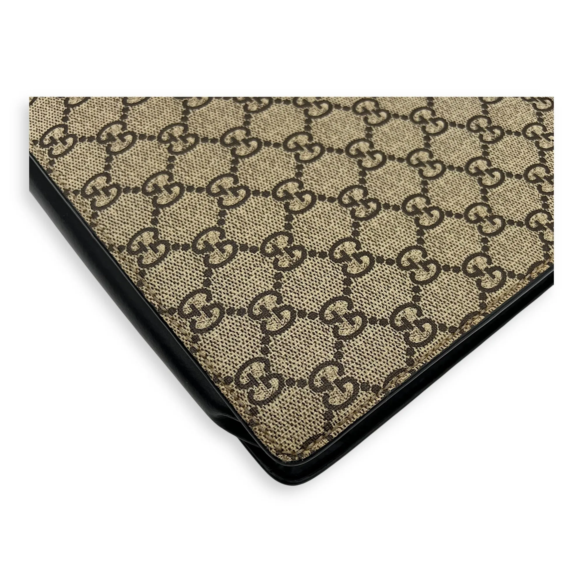 Tiger Pouch Brown in Coated Canvas, Silver hardware