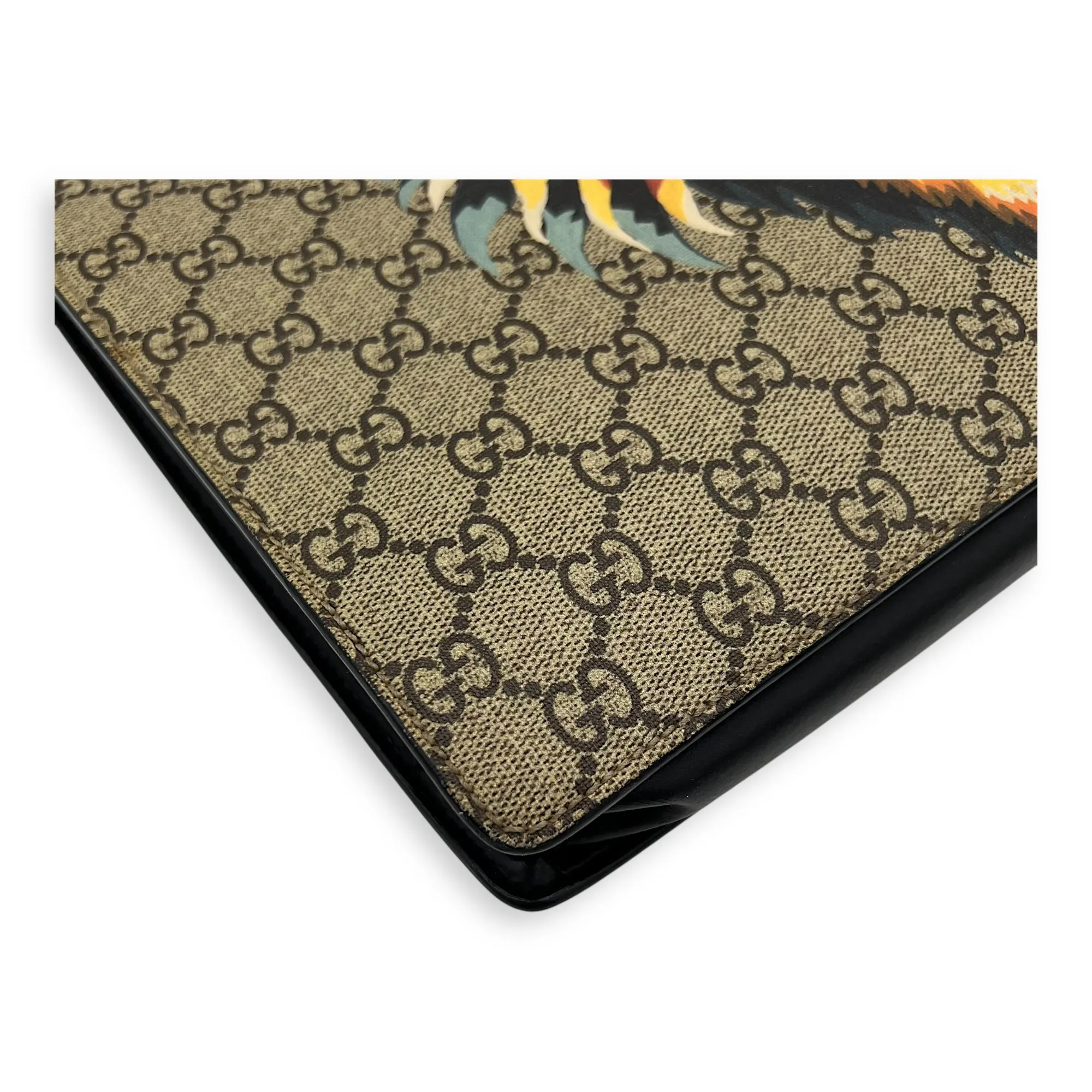 Tiger Pouch Brown in Coated Canvas, Silver hardware