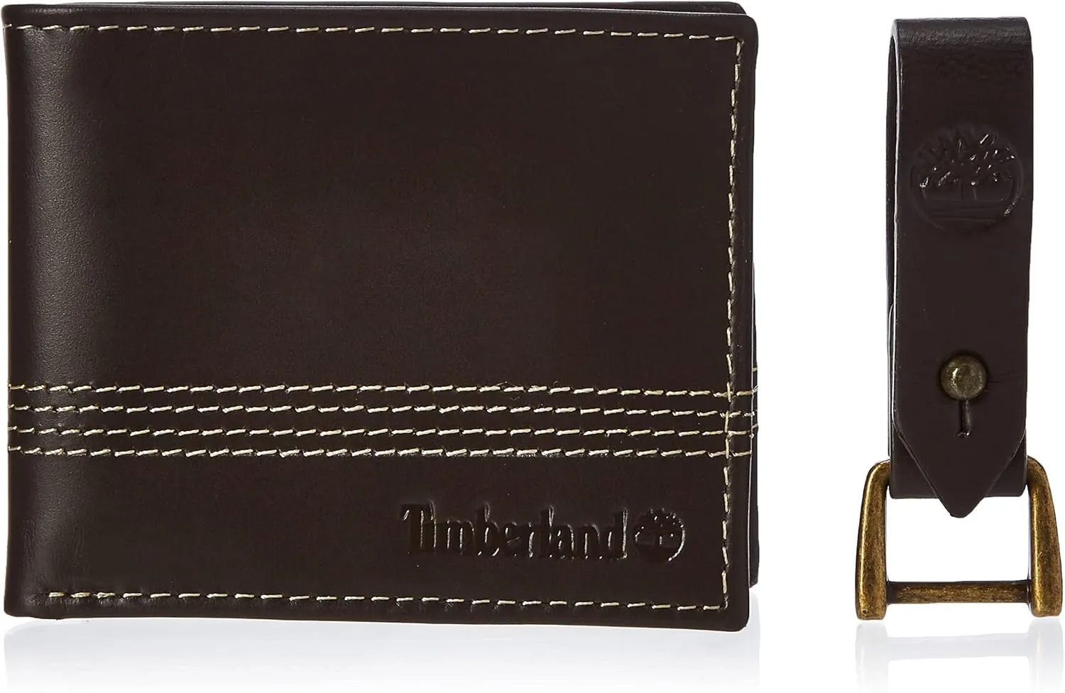 Timberland Men's Leather Slimfold Wallet with Matching Fob Gift Set