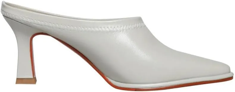 TinaCus Women's Genuine Leather Handmade Closed Toe Mid Spool Heel Sexy Slipers Pumps Shoes