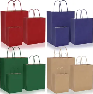 Tinlade 24 Pcs Christmas Thick Multicolor Gift Bags with Handles assorted sizes Kraft Paper Gift Bag for Party Favor festival Shopping Craft Retail Merchandise