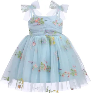 Toddler Baby Girl 1st Birthday Outfit Summer Sundress Clothes Rainbow Floral Tulle Tutu Dress Cake Smash Photoshoot