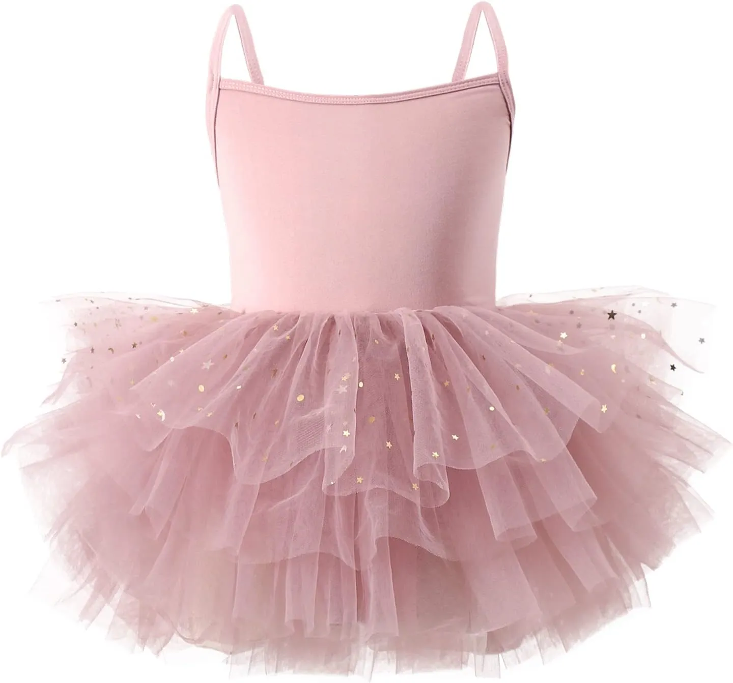 Toddler Girls Ballet Dress Toddler Dance Leotard Tutu with Shiny Tulle Ballerina Costume with Tulle Cuffs