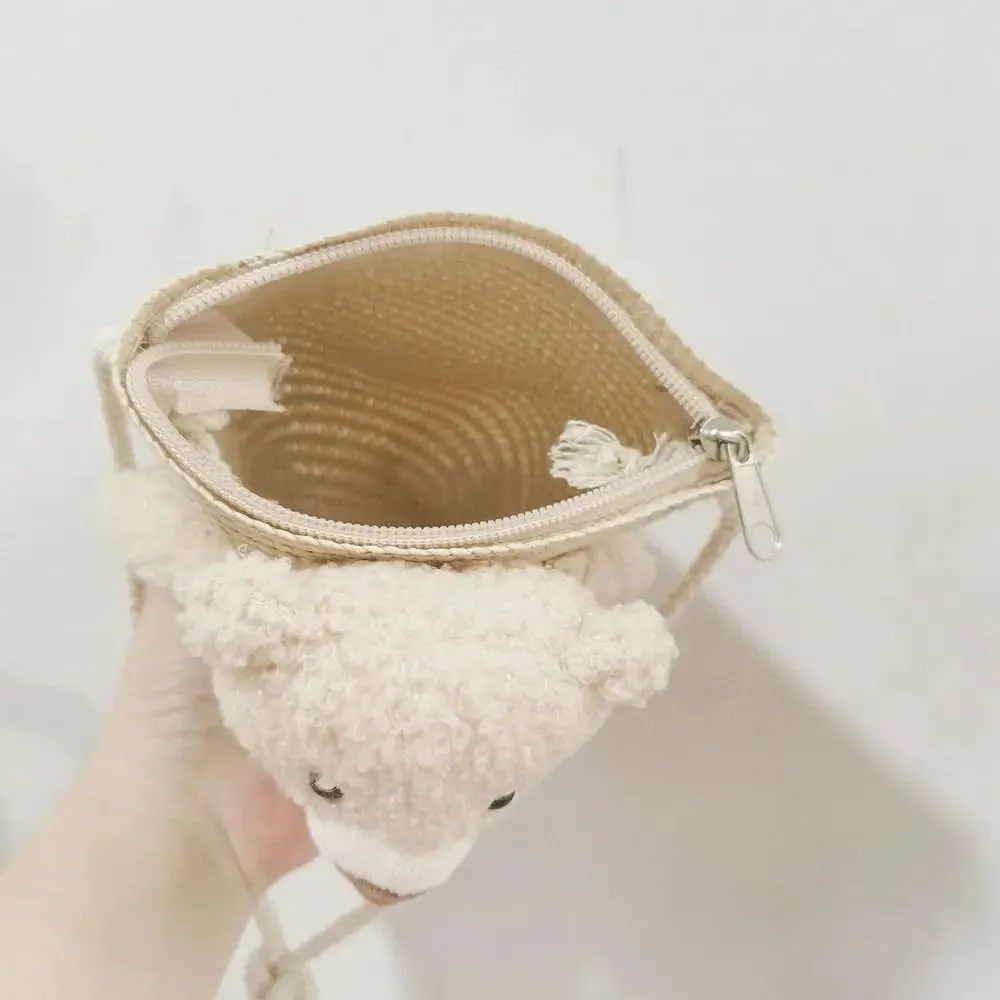 Toddler Purse Little Girl Purse, Bunny Crossbody Bag for Girls, Straw Purse for Girls Aged 2-7