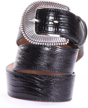 Tony Lama Men's Black Lizard Dress Belt (34)