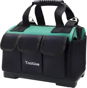 Tool Bag,15 Inch Heavy Duty Portable Tool Box 15-Pocket Portable Tool Organizer Storage,Waterproof Strong Molded Base With Large Zipper Adjustable Shoulder Strap for Men Women HVAC Engineer