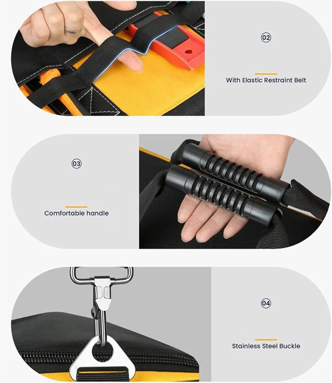 Tool Storage Bag Carrying Toolbag Portable Wide Mouth Electrician Handbag Organizer for Construction Worker Mechanics, 50cmx26cmx33cm