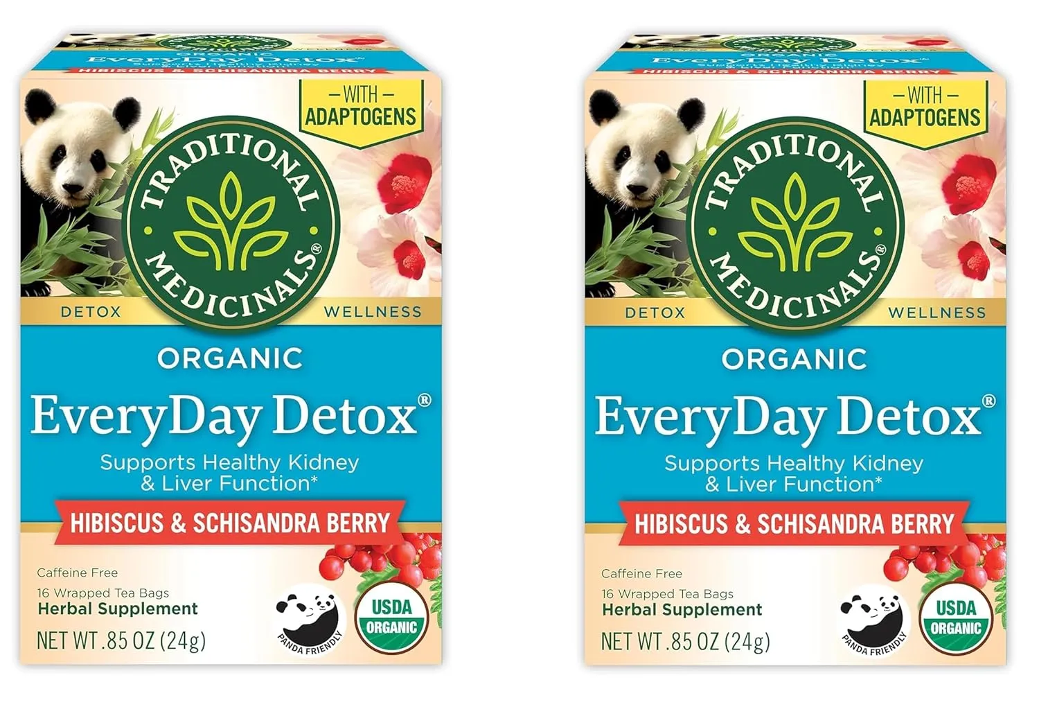 Traditional Medicinals Tea, Organic Everyday Detox Schisandra Berry, Supports Healthy Liver Function, Detox, 16 Tea Bags (Pack of 2)