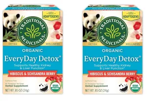 Traditional Medicinals Tea, Organic Everyday Detox Schisandra Berry, Supports Healthy Liver Function, Detox, 16 Tea Bags (Pack of 2)