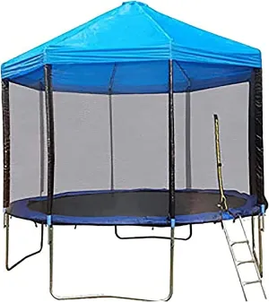 Trampoline Canopy, Trampoline Sun Shade Cover with Supporting Frame, Outdoor Fitness Backyard Trampoline Tent Sunshade Cover, for Sunshine and Rain Snow,Blue,14FT
