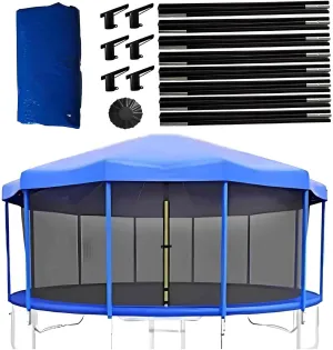 Trampoline Top Shade Cover, Trampoline Cover Tent, PVC, 10ft/12ft/14ft Round, Waterproof Sun-Proof, Easy to Fold, Not Include Trampoline