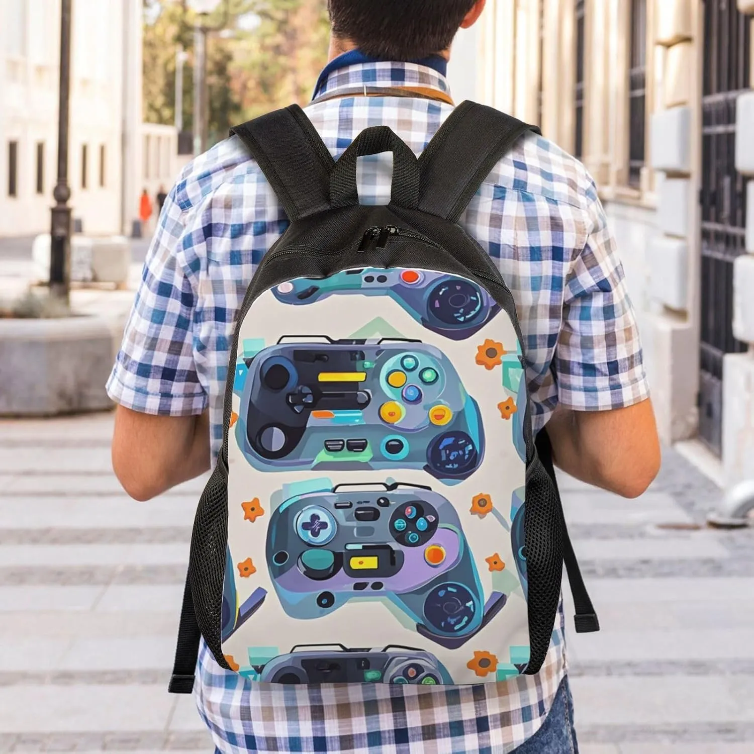 Travel Backpack for Women Men Lightweight 17 inch Laptop Bag Game Video Gaming Pattern Backpack Casual Daypack