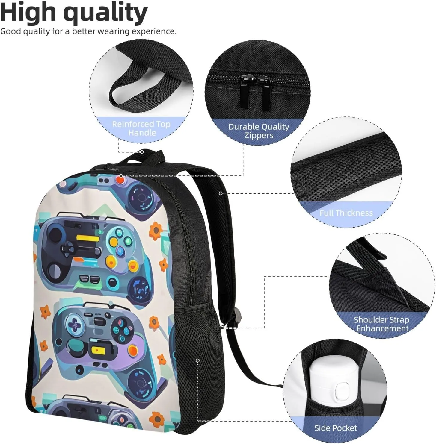 Travel Backpack for Women Men Lightweight 17 inch Laptop Bag Game Video Gaming Pattern Backpack Casual Daypack