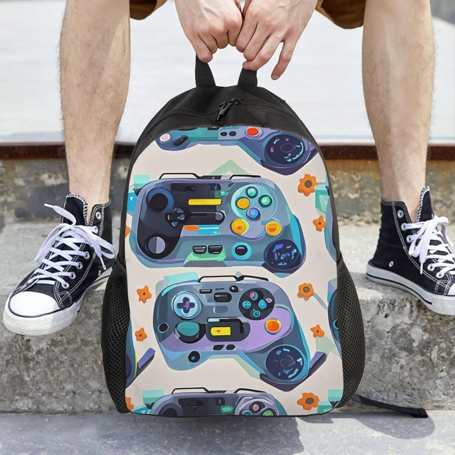 Travel Backpack for Women Men Lightweight 17 inch Laptop Bag Game Video Gaming Pattern Backpack Casual Daypack