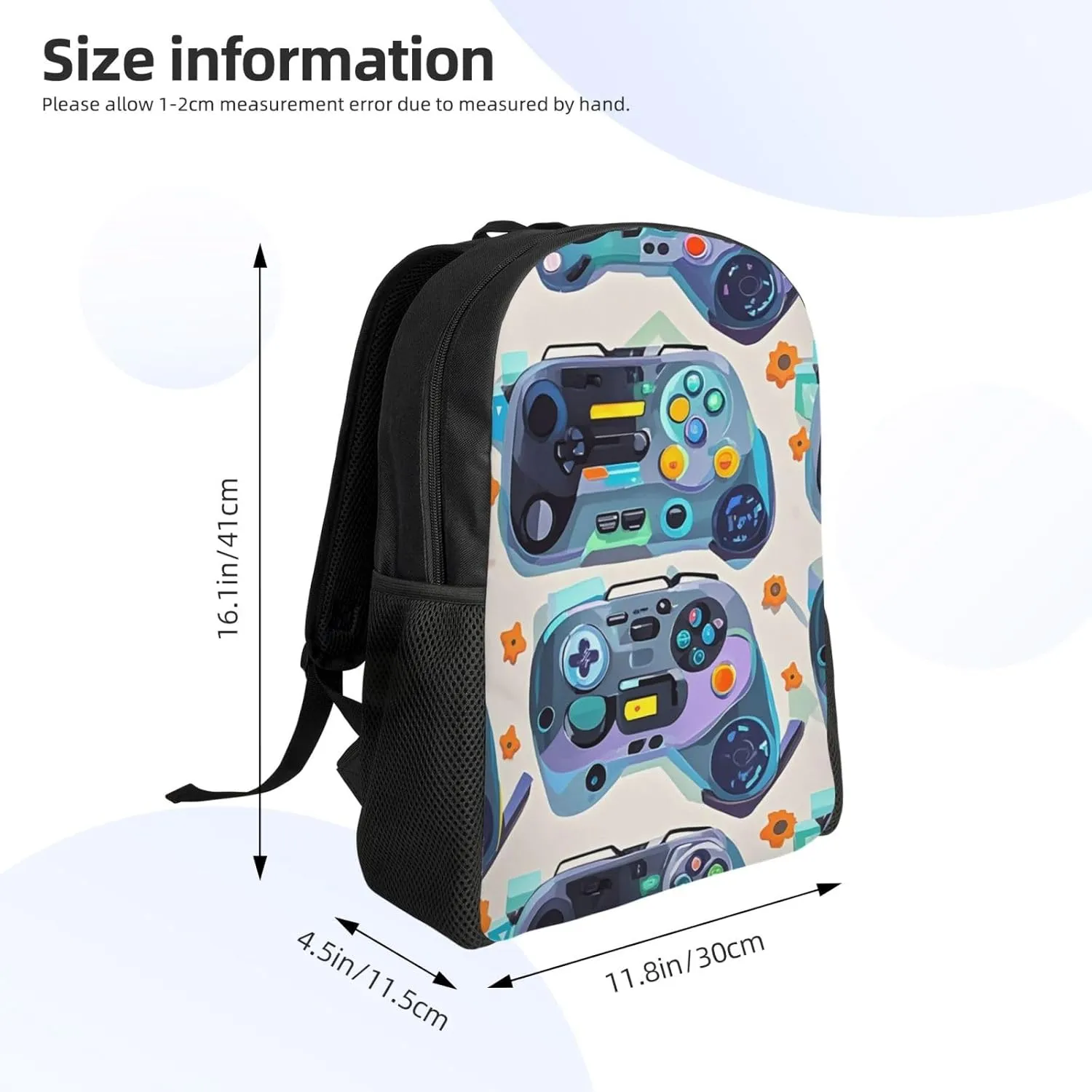 Travel Backpack for Women Men Lightweight 17 inch Laptop Bag Game Video Gaming Pattern Backpack Casual Daypack