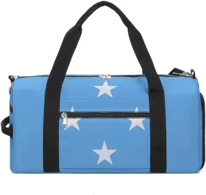 Travel Duffel with Micronesia Flag for Boys Girls Waterproof Shoe Compartment