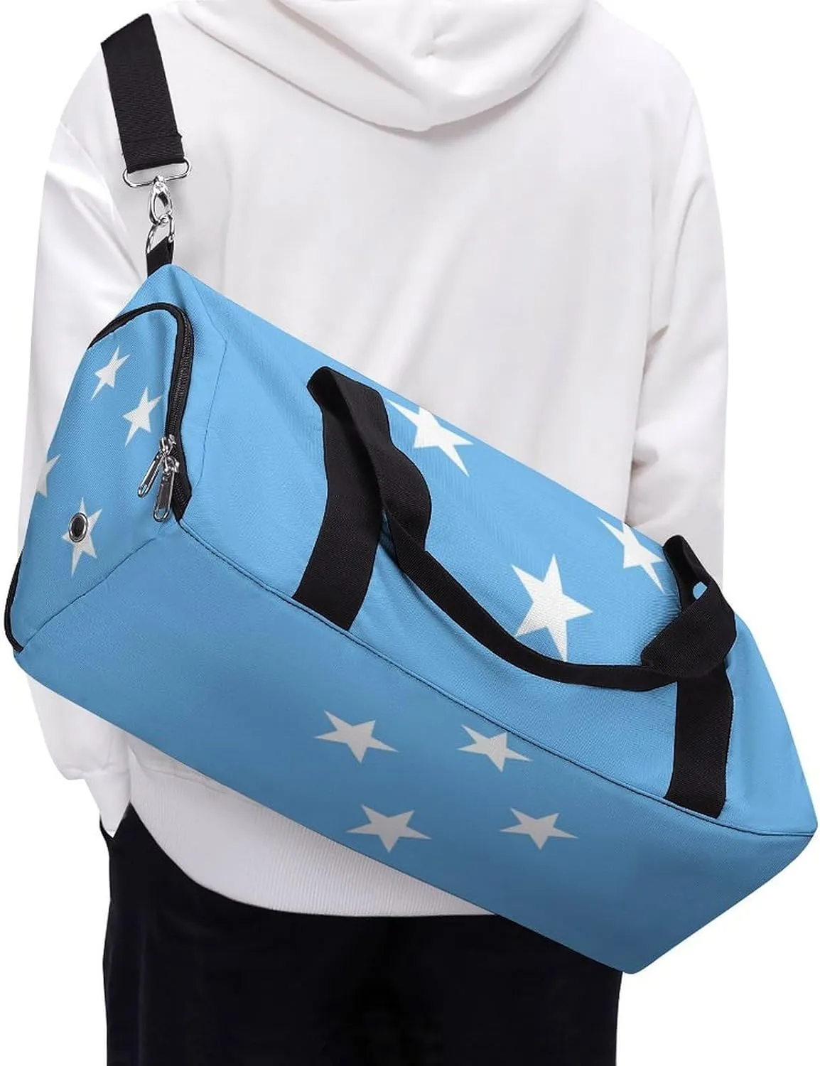 Travel Duffel with Micronesia Flag for Boys Girls Waterproof Shoe Compartment
