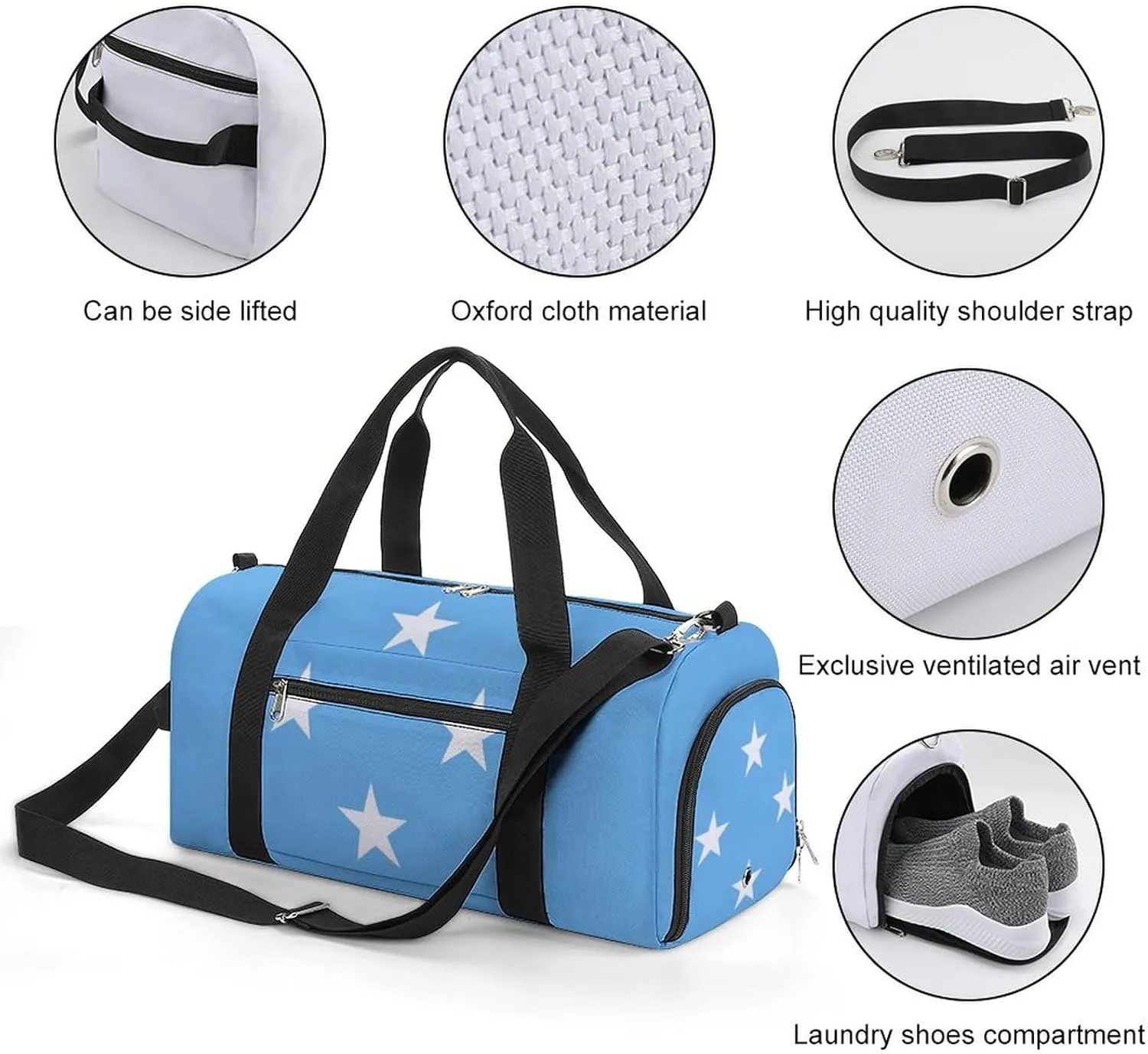 Travel Duffel with Micronesia Flag for Boys Girls Waterproof Shoe Compartment