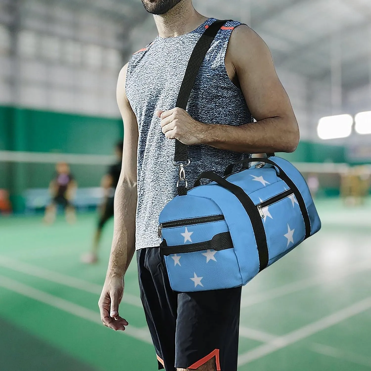 Travel Duffel with Micronesia Flag for Boys Girls Waterproof Shoe Compartment