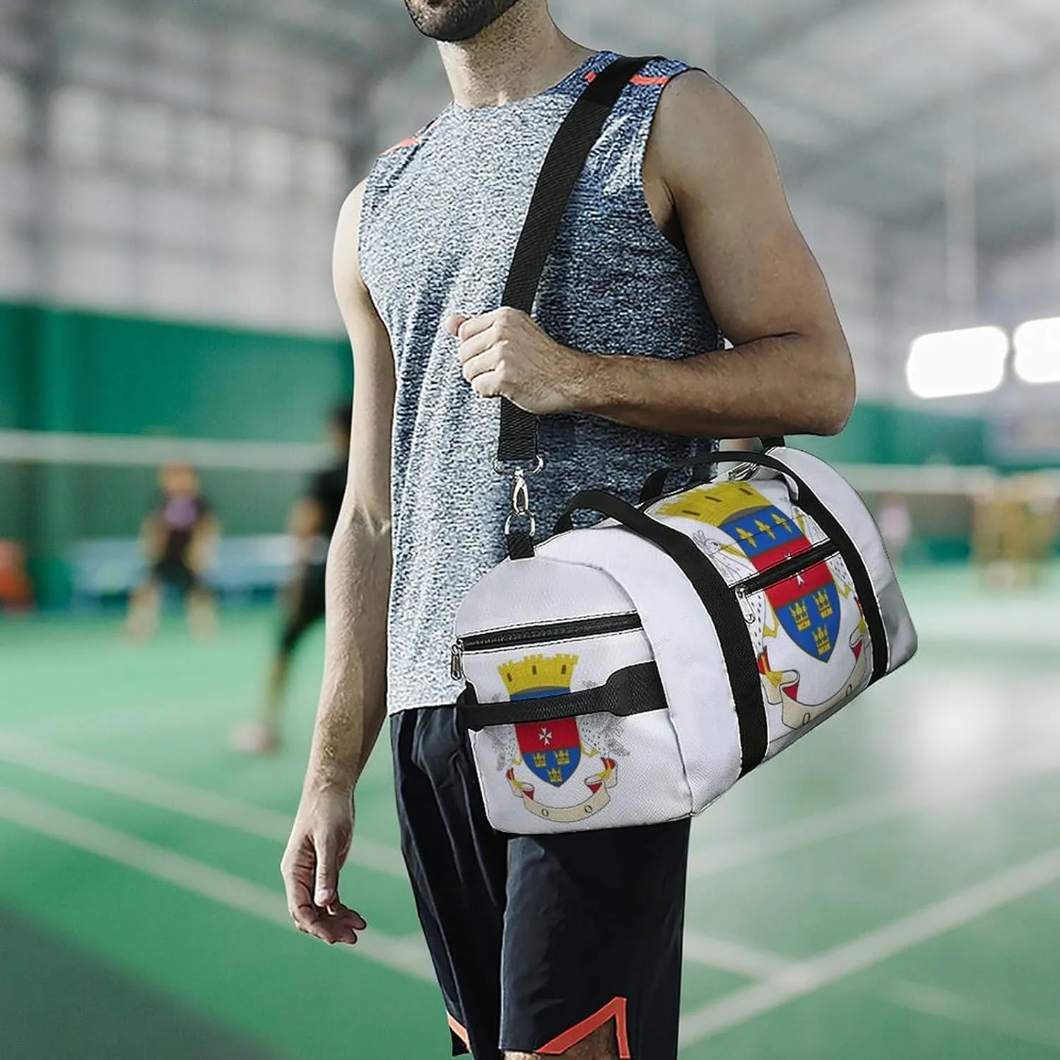 Travel Duffel with Saint Barthelemy Flag Shoe Compartment Gym Bag Waterproof Weekender for Yoga