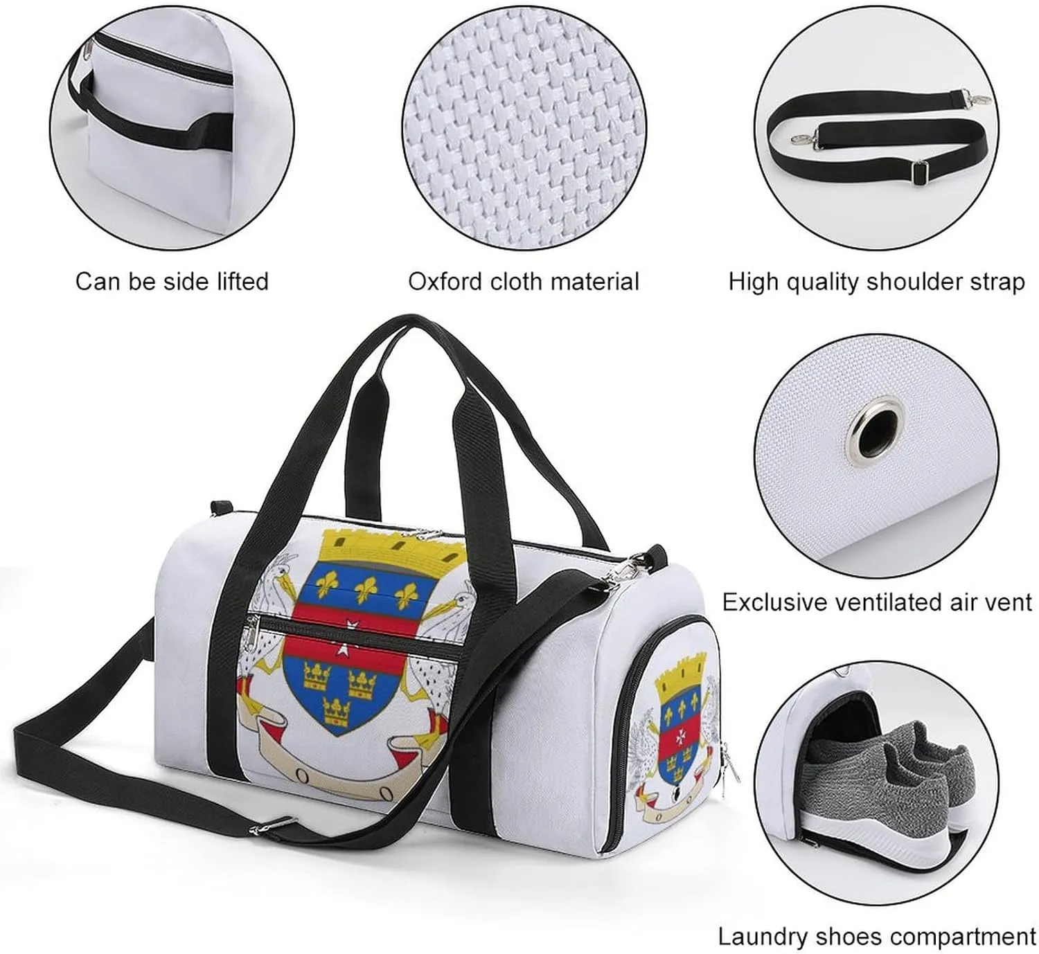 Travel Duffel with Saint Barthelemy Flag Shoe Compartment Gym Bag Waterproof Weekender for Yoga