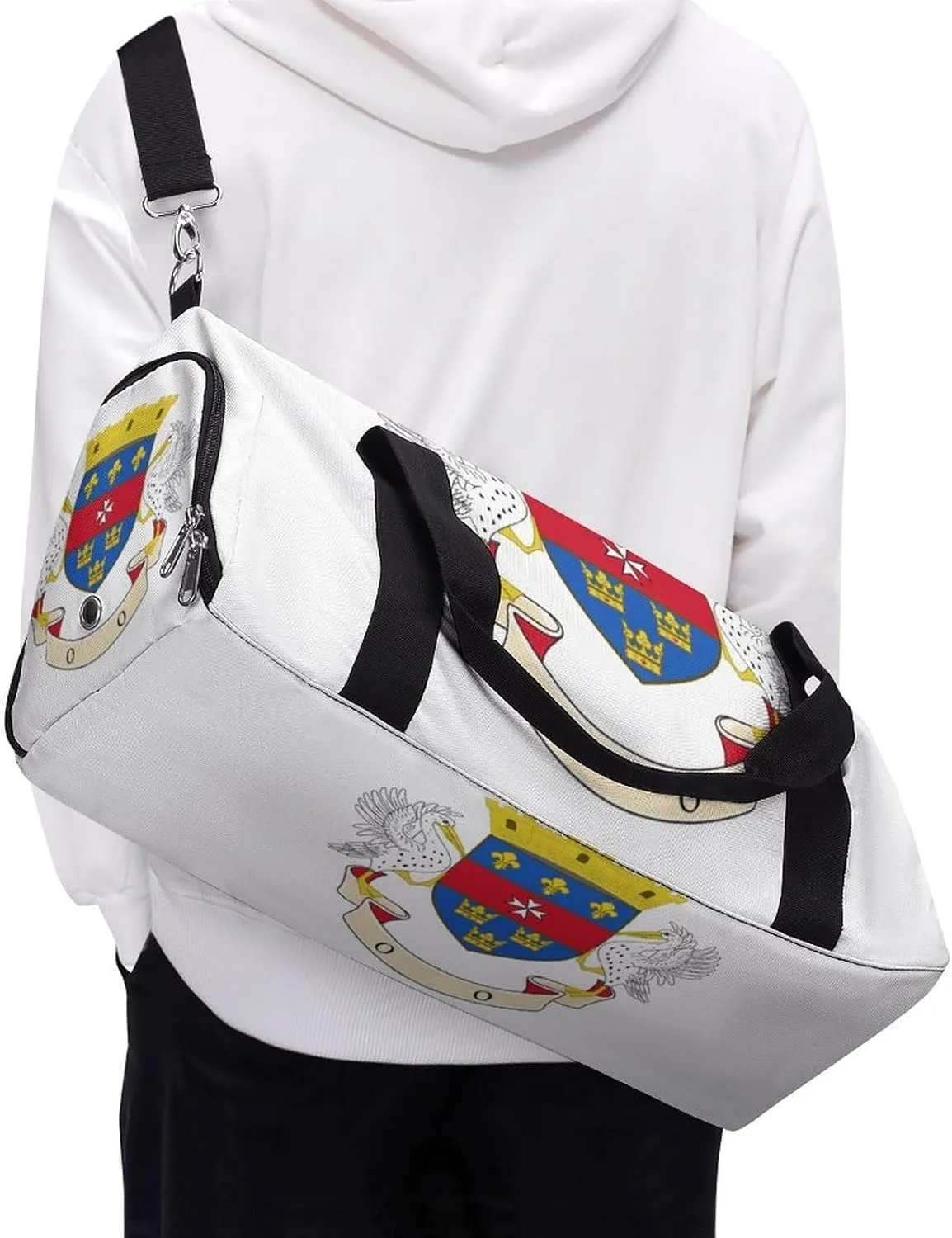 Travel Duffel with Saint Barthelemy Flag Shoe Compartment Gym Bag Waterproof Weekender for Yoga