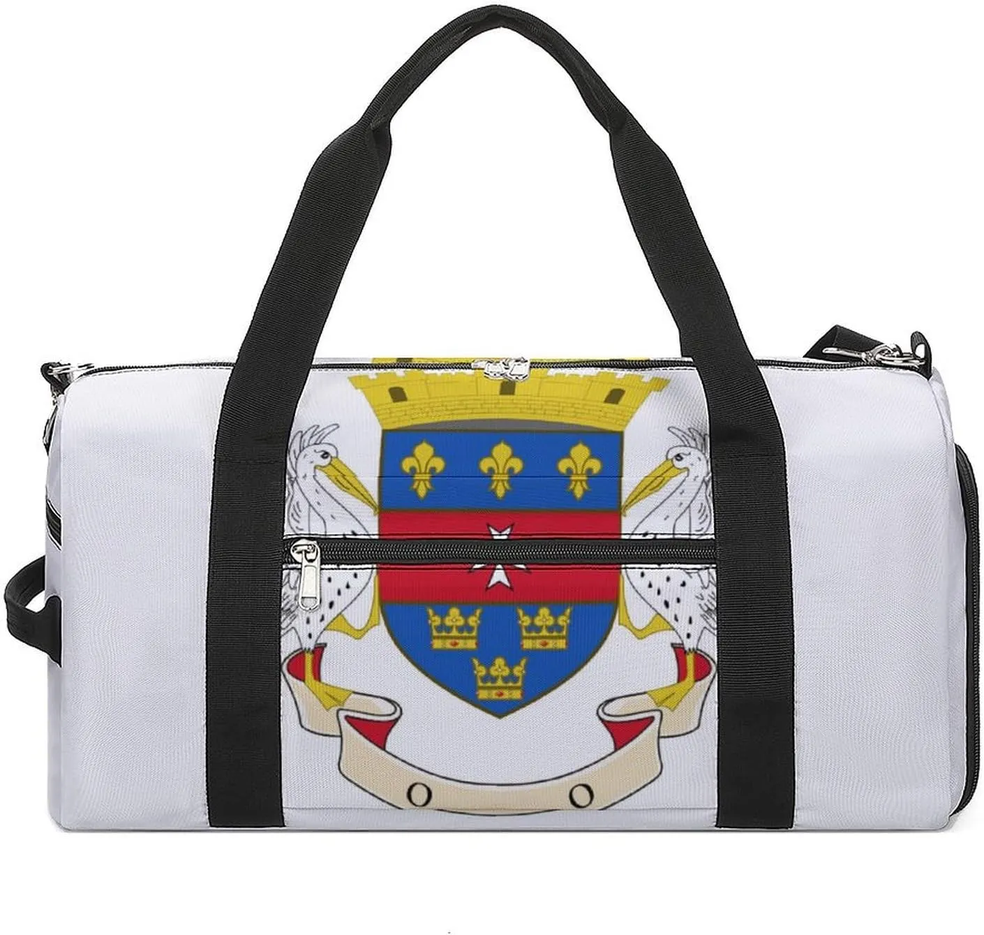 Travel Duffel with Saint Barthelemy Flag Shoe Compartment Gym Bag Waterproof Weekender for Yoga