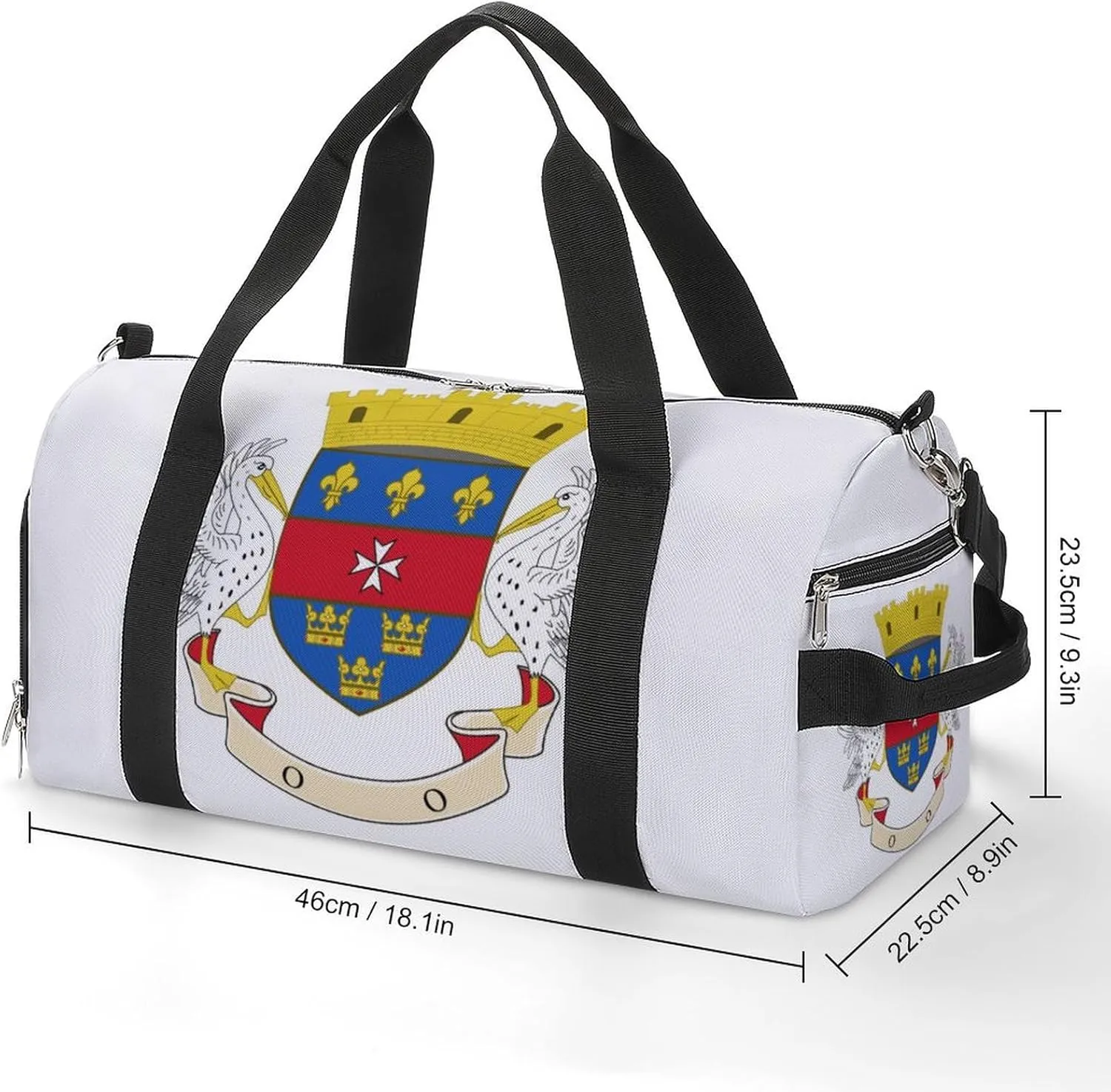 Travel Duffel with Saint Barthelemy Flag Shoe Compartment Gym Bag Waterproof Weekender for Yoga