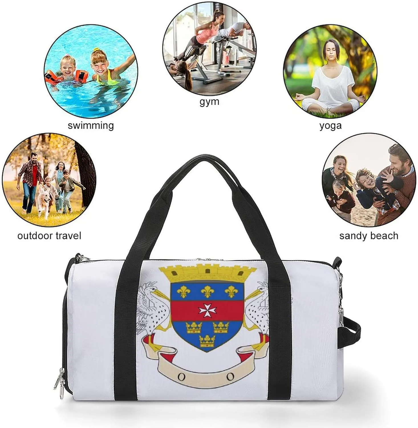 Travel Duffel with Saint Barthelemy Flag Shoe Compartment Gym Bag Waterproof Weekender for Yoga
