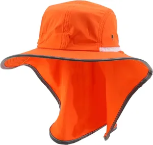 Trendy Apparel Shop High Visibility Solid Boonie Hat with Reflective Mesh Flap