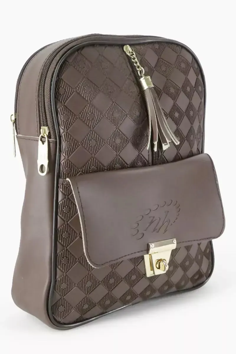 Trendy Casual Backpack for Girls - Dark Brown