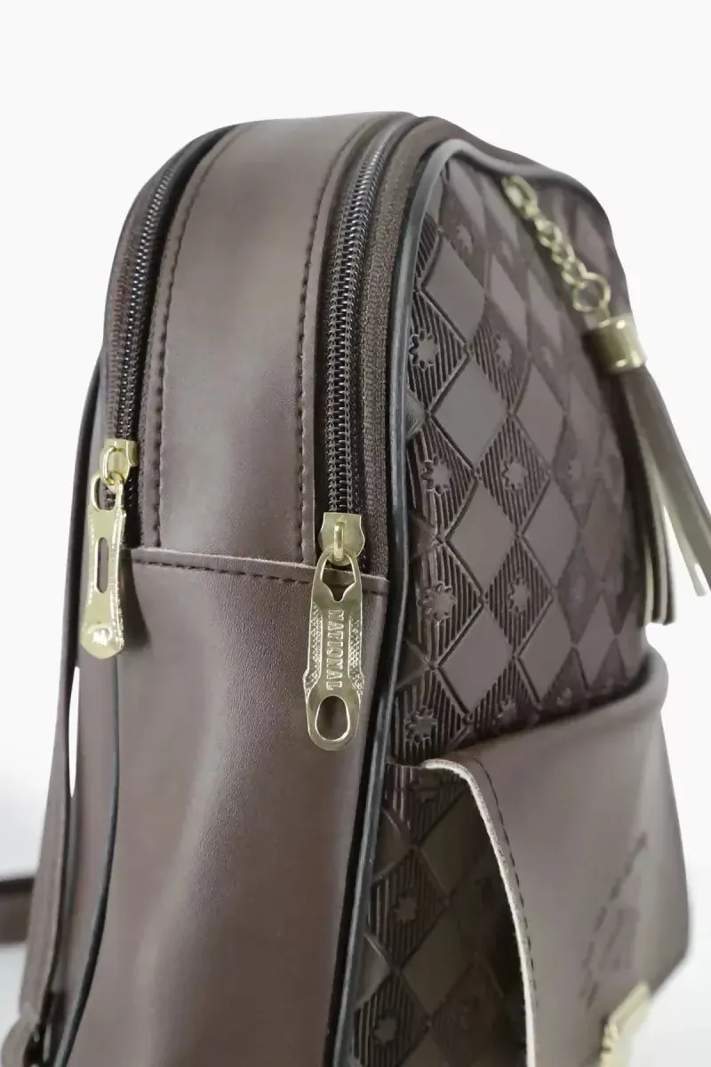 Trendy Casual Backpack for Girls - Dark Brown