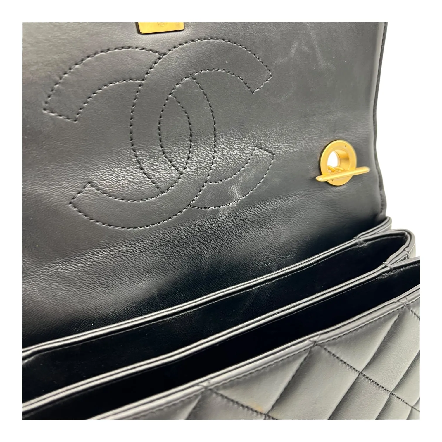 Trendy CC Top Handle Bag Black in Lambskin, Gold hardware