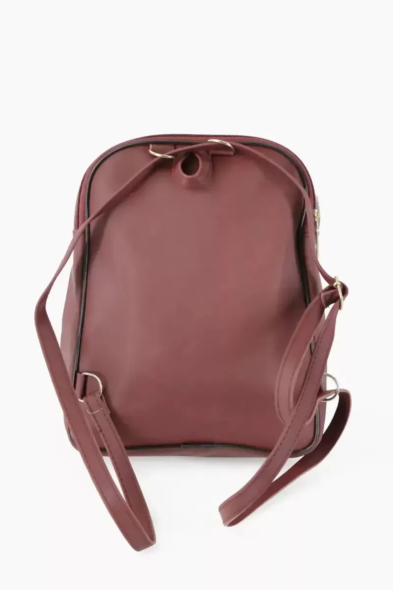 Trendy Reversable Sequin Mini Backpack for Girls - Marron with gold