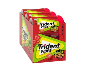 Trident Vibes SOUR PATCH KIDS Redberry Sugar Free Gum, 6-40 Piece Bottles (240 Total Pieces)