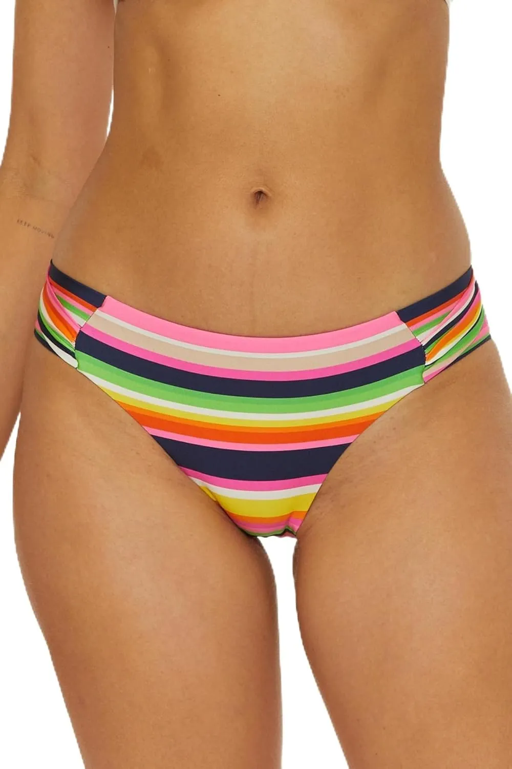 Trina Turk Women's Anniversary Stripe Tab Side Hipster Bikini Bottom, Cheeky Coverage, Swimwear Separates
