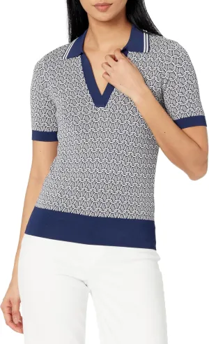 Trina Turk Women's Collared Short Sleeve Sweater