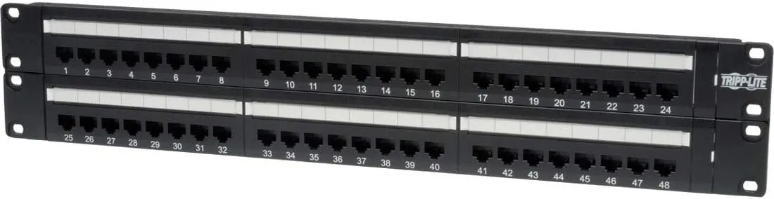 Tripp Lite 48-Port 2U Rackmount Cat6 110 Patch Panel 568B, RJ45 Ethernet(N252-048) , Black