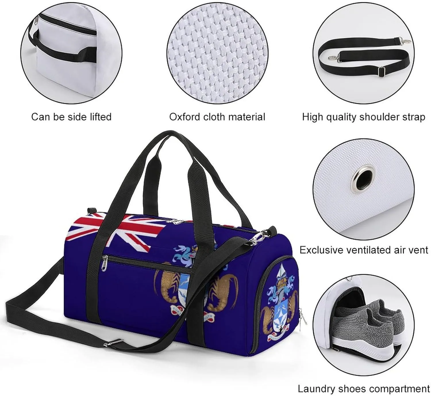 Tristan Da Cunha Flag Duffel Bag for Men Women Waterproof with Shoe Compartment