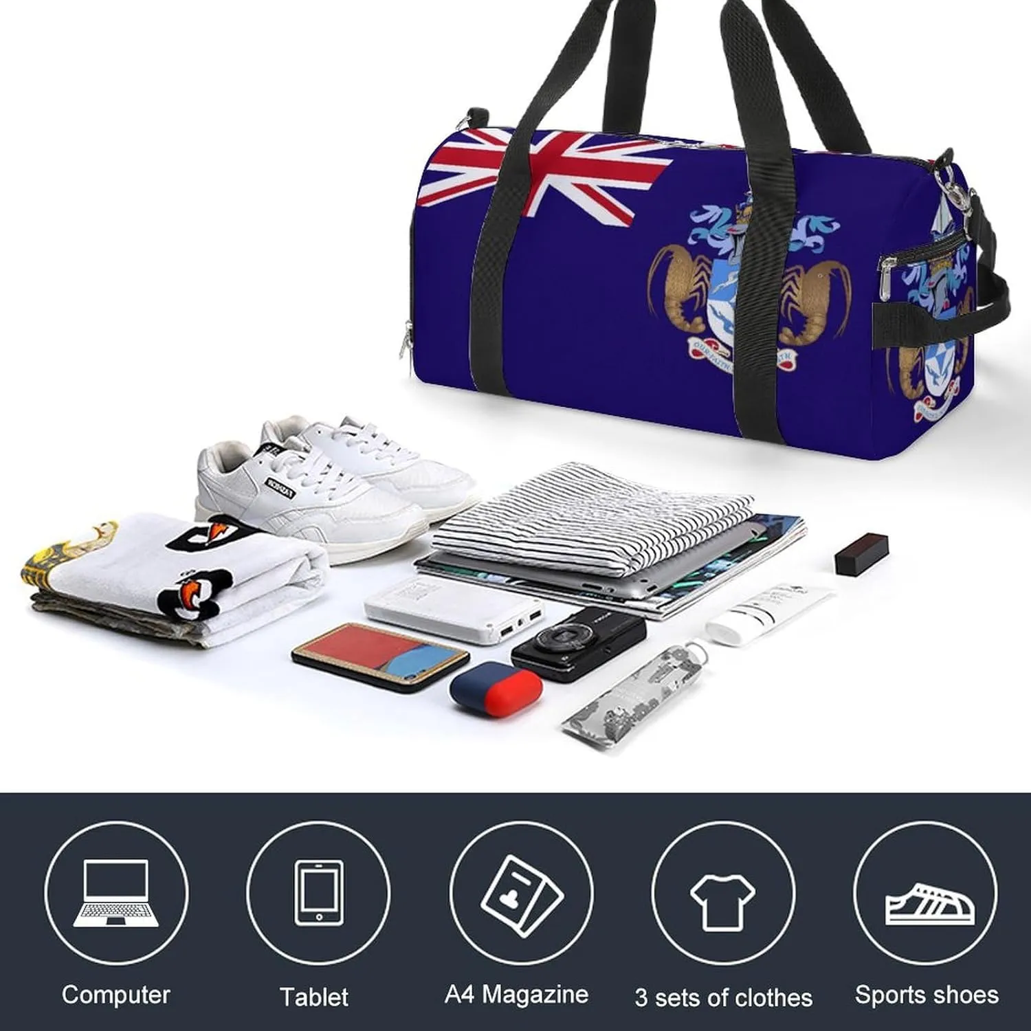 Tristan Da Cunha Flag Duffel Bag for Men Women Waterproof with Shoe Compartment