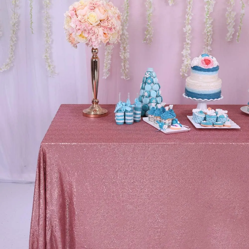 Trlyc Sequin Tablecloth - 60x84 Blush Glitter Tablecloth Sparkly Tablecloth Table Cover for Party Rectangle Table Decoration for Party Wedding Christmas Helloween Events