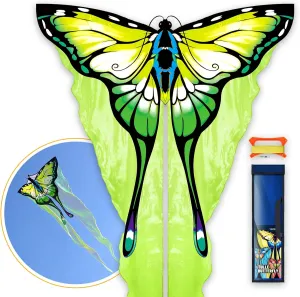 Tulle Butterfly Kite - Easy to Fly, Perfect for Outdoor Activities & Holidays, Ideal for Kids and Adults with Kite Thread Included (Green)