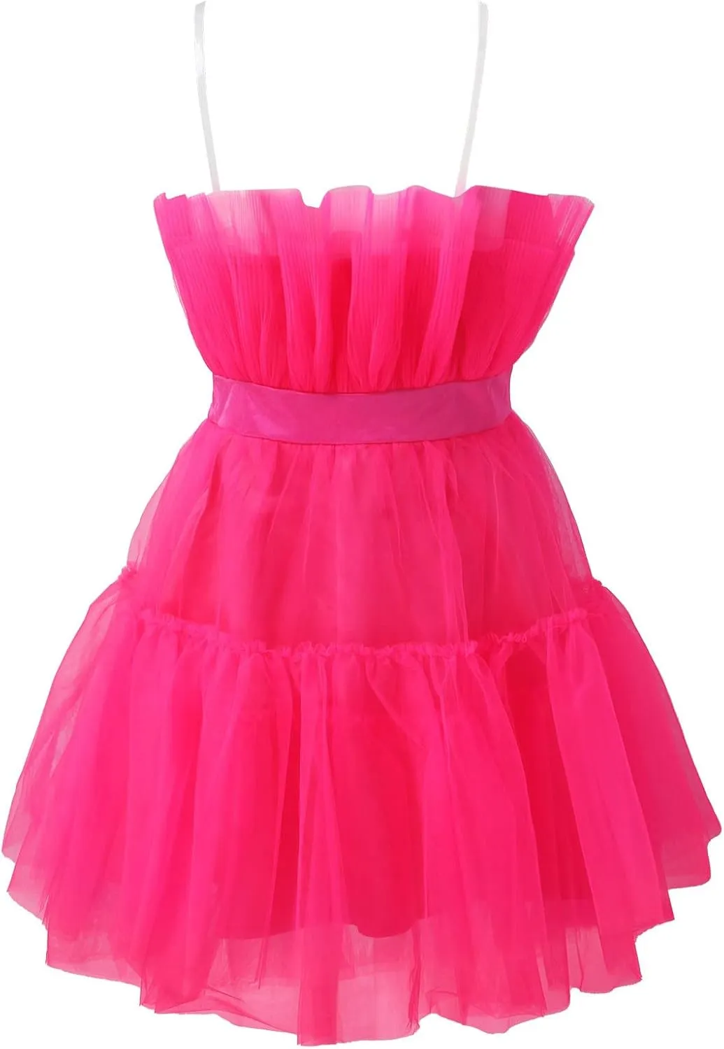 Tulle Dress Women Short Puffy Prom Dress Strapless Mesh Birthday Party Fairy Dresses Ruffle Cocktail Poofy Gown