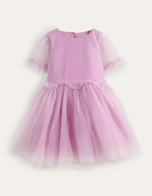 Tulle Ruffle Waist Dress-Lilac Blush