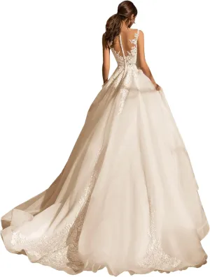 Tulle Wedding Dresses for Bride Lace Applique Bridal Dress Spaghetti Straps V Neck Wedding Gowns 2025