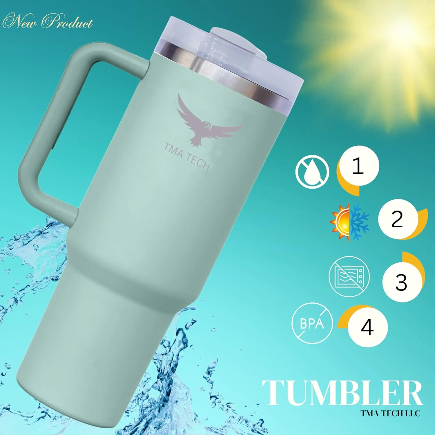 Tumbler Stainless Vacuum Insulated Travel Mug 40oz with Lid and Straw Cap,stanely Cup,2024 New Technology, Unbreakable Mug, Leak-Proof, BPA Free,Free Accessories(Green)., Large